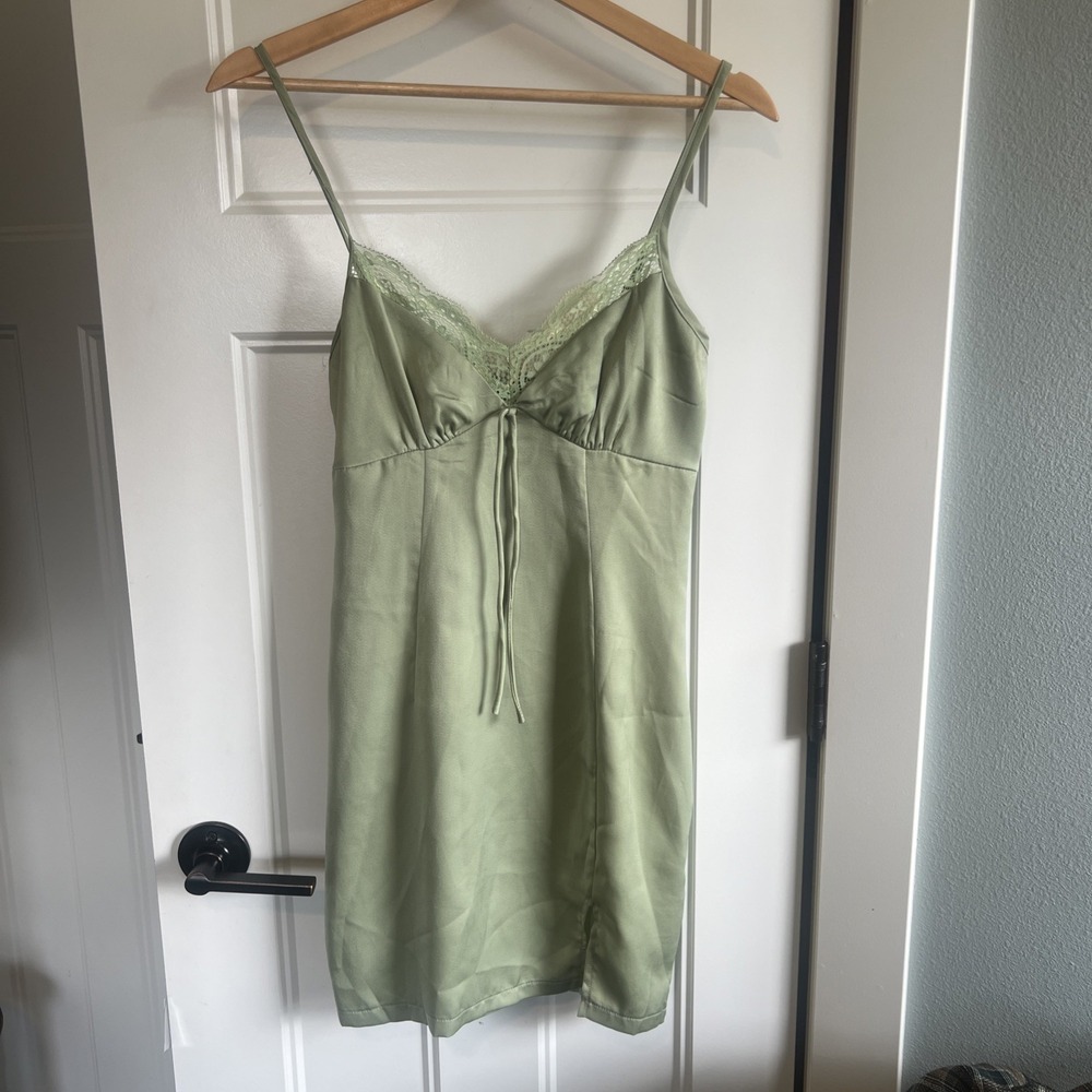 y2k Princess Polly babydoll slip dress 2 green‎ festival lace